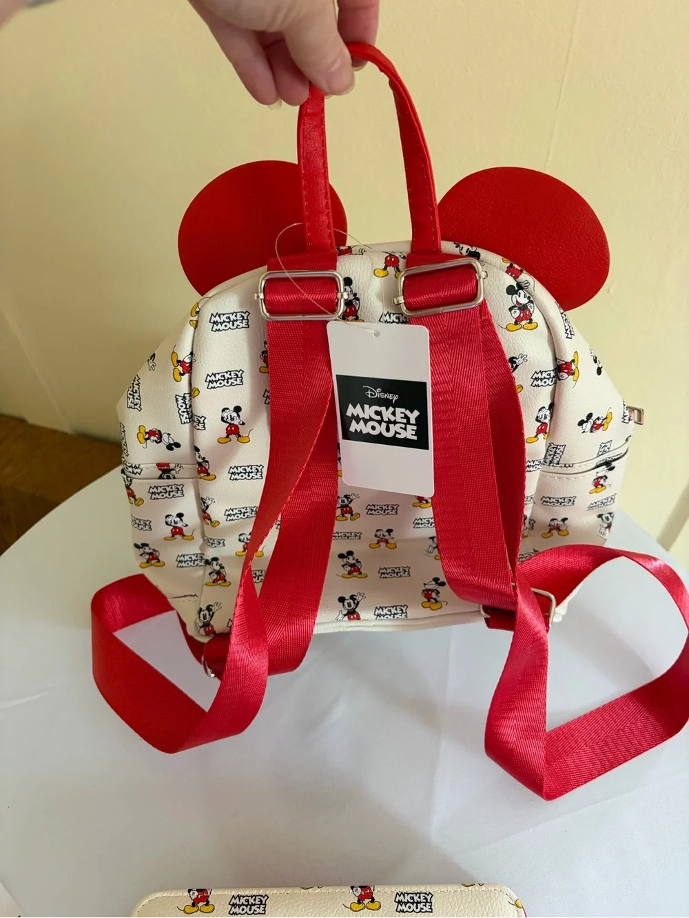 Disney Mickey Mouse Cream Backpack and Wallet with Red Accents